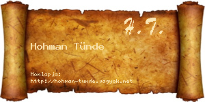Hohman Tünde névjegykártya